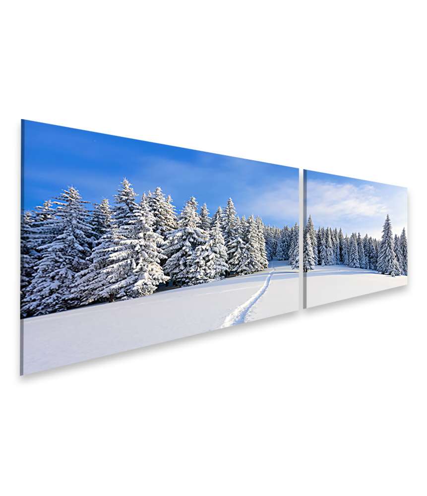 Islandburner Bild auf Leinwand Malerische Winterlandschaft mit prächtigen, schneebedeckten Bäumen