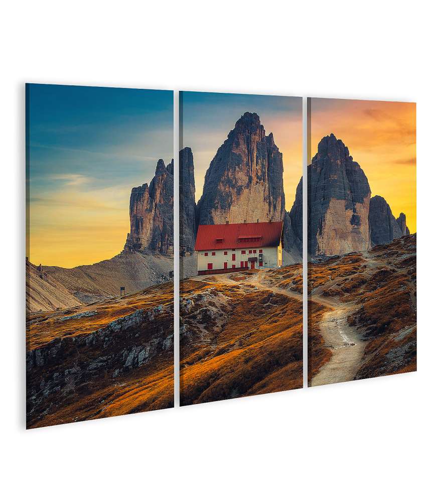 Islandburner Bild auf Leinwand Malerischer Sonnenuntergang an den Drei Zinnen, Dolomiten, Italien