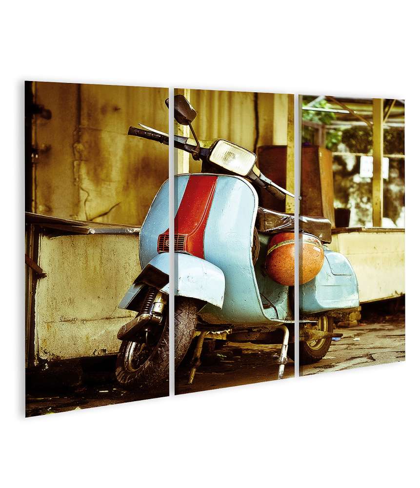 Islandburner Bild auf Leinwand Retro-Stil Vespa Wandbild mit Gulf Design