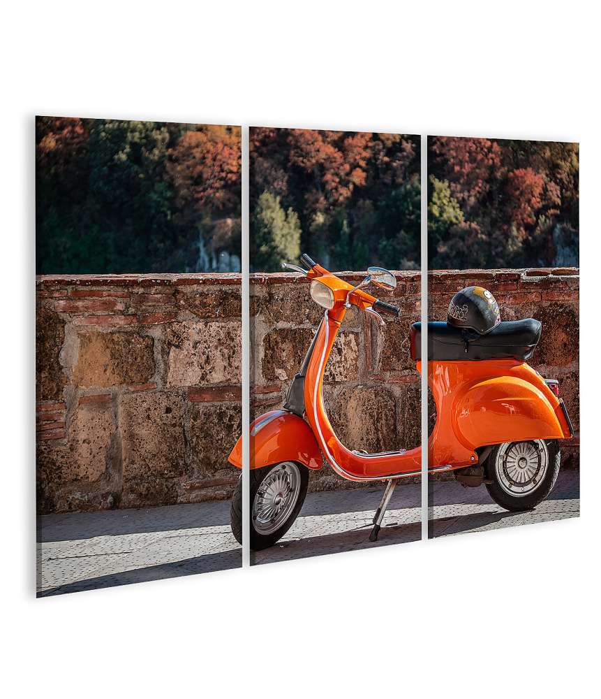 Islandburner Bild auf Leinwand Klassische orange Vespa als Wandbild