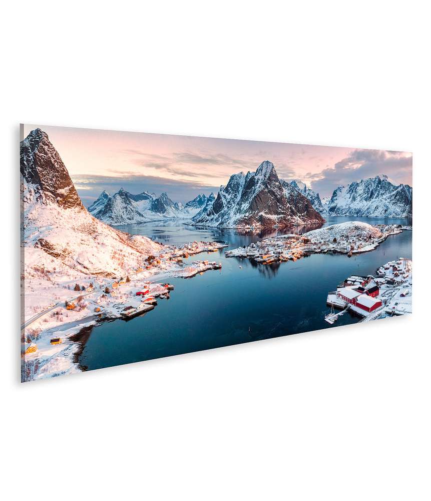 Islandburner Bild auf Leinwand Winterliches Fischerdorf in den Lofoten, Norwegen