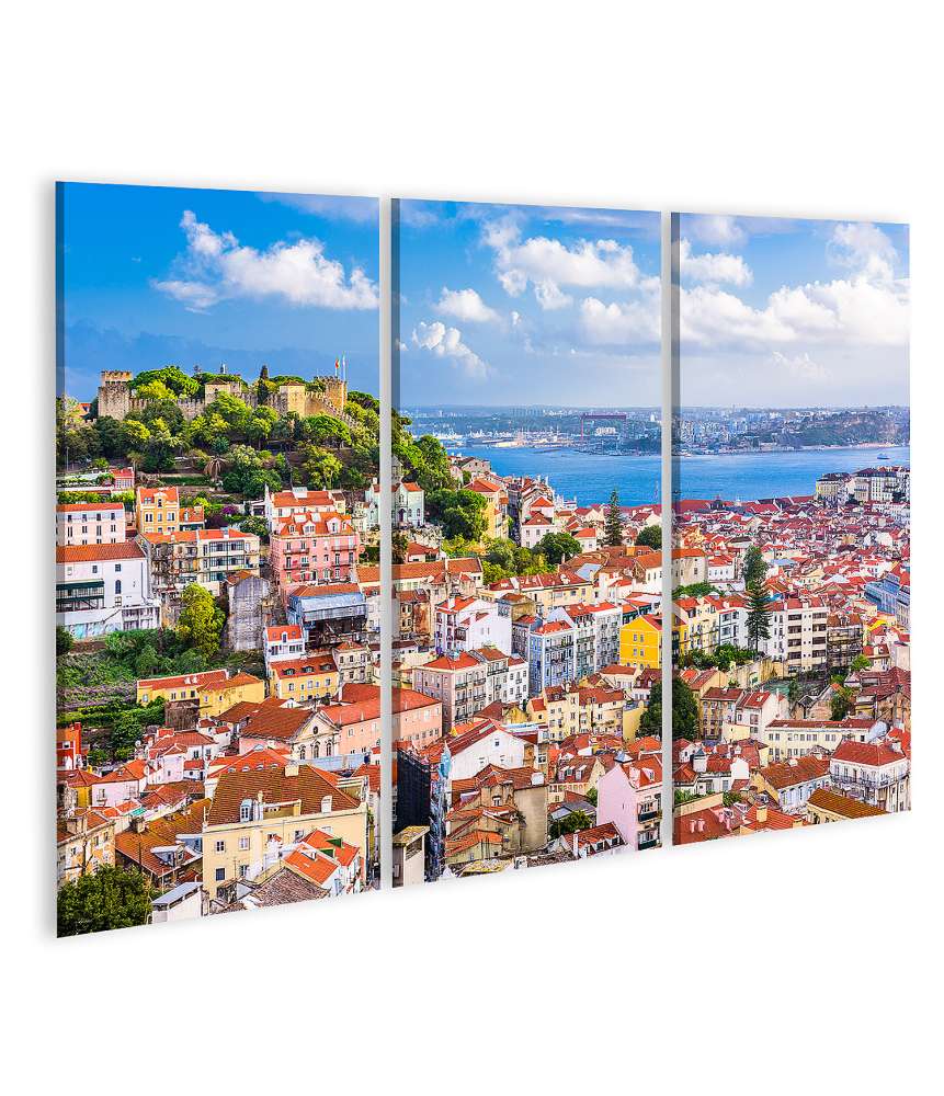 Islandburner Bild auf Leinwand Skyline von Lissabon, Portugal mit dem Sao Jorge Castle