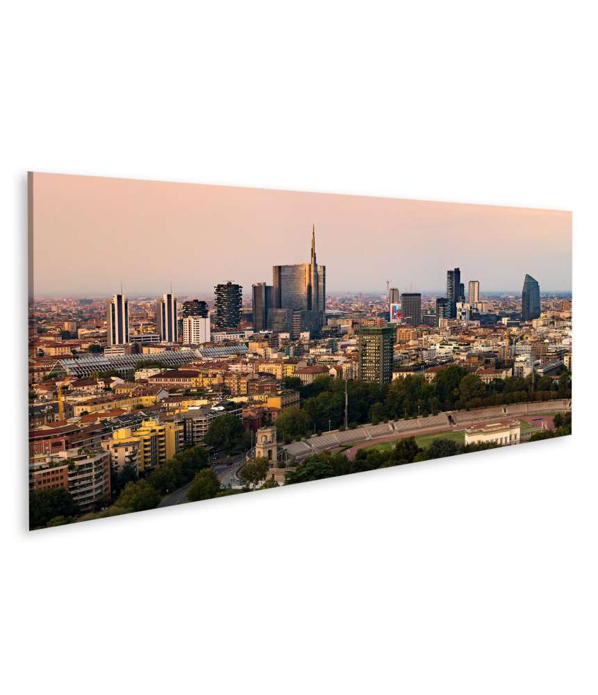 Islandburner Bild auf Leinwand Mailänder Skyline, Italien Wandbild