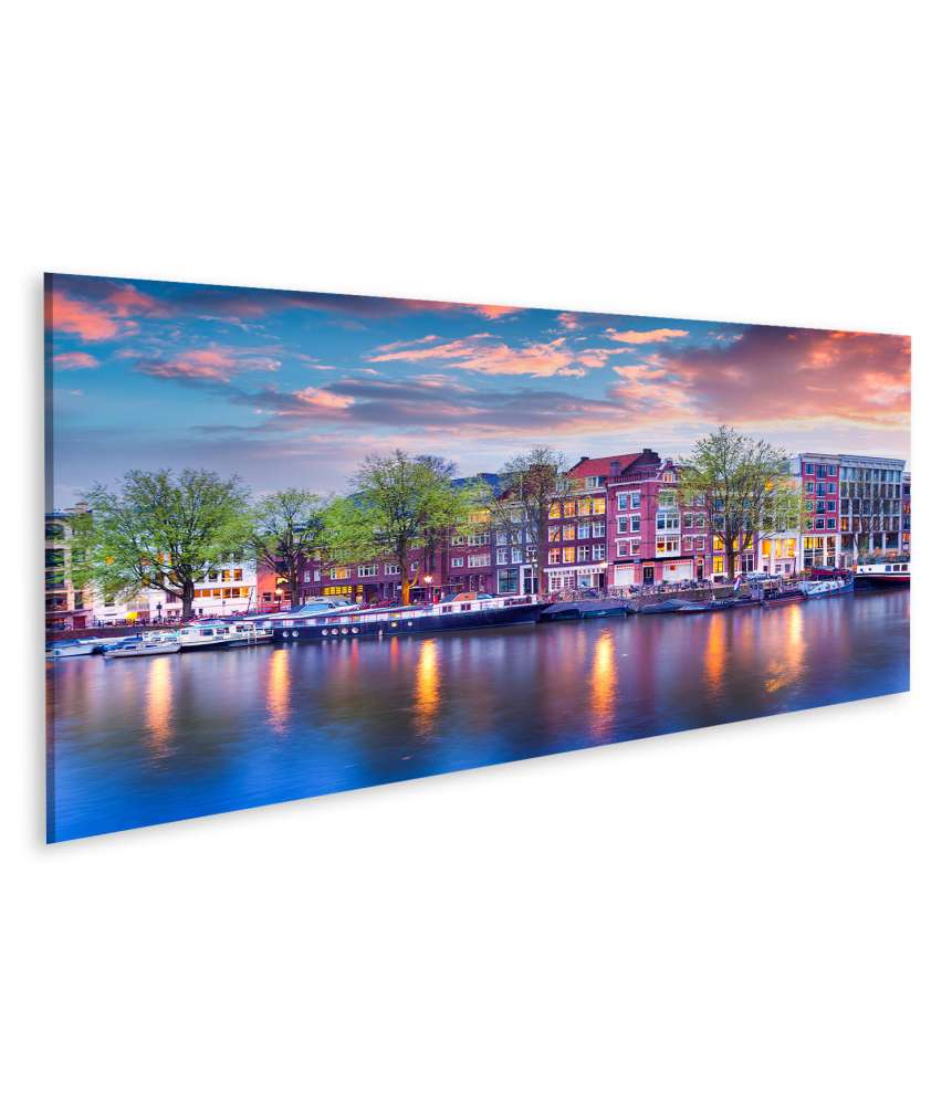 Islandburner Bild auf Leinwand Malerisches Wandbild der Amsterdamer Grachten, Holland