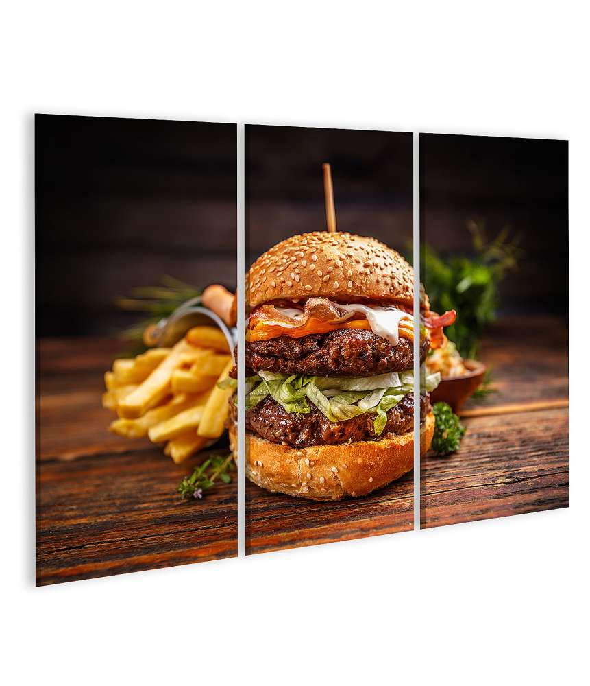 Islandburner Bild auf Leinwand Appetitanregendes Wandbild eines Burger-Restaurants mit Imbiss-Flair