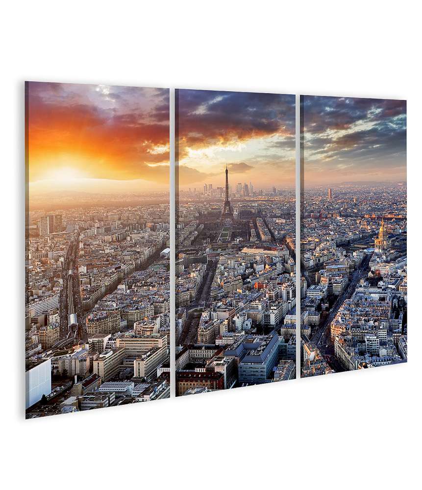 Islandburner Bild auf Leinwand Sonnenuntergang über der Skyline von Paris, Frankreich