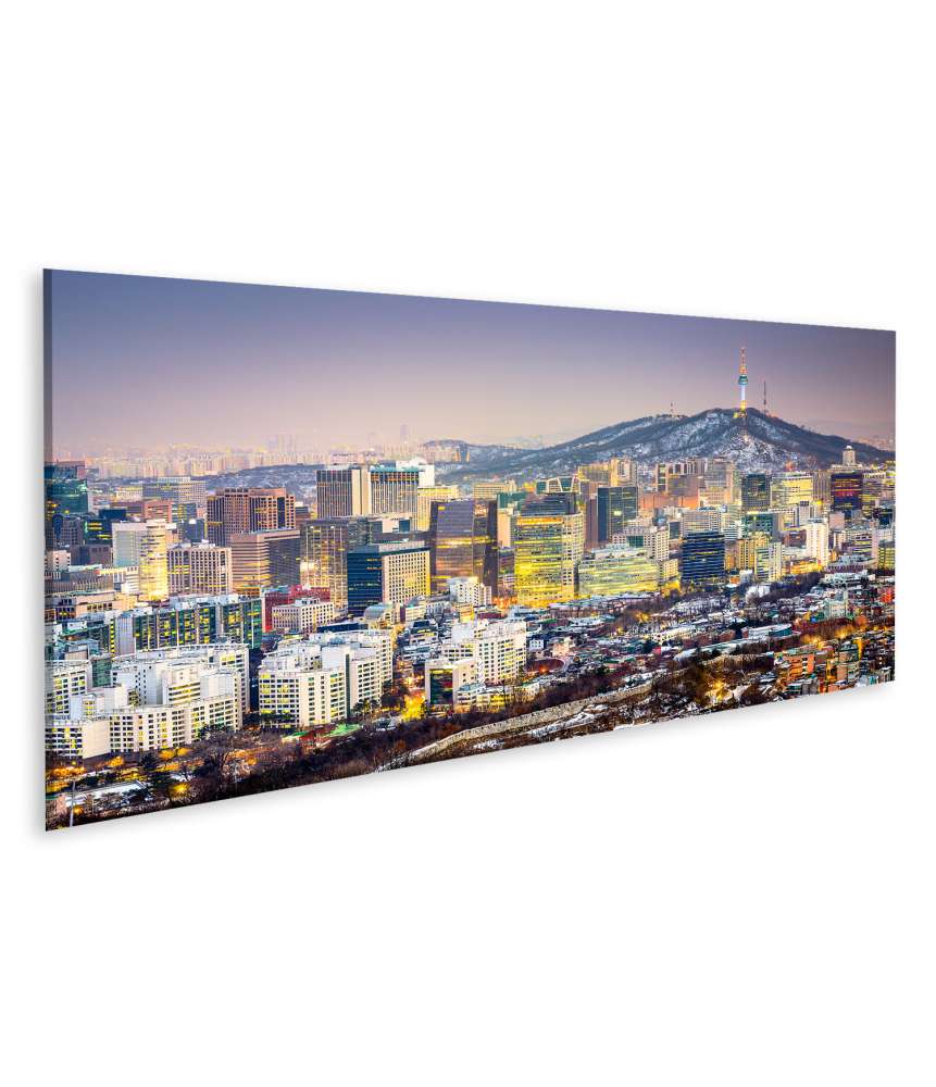 Islandburner Bild auf Leinwand Skyline von Seoul, Südkorea, als beeindruckendes Wandbild dargestellt