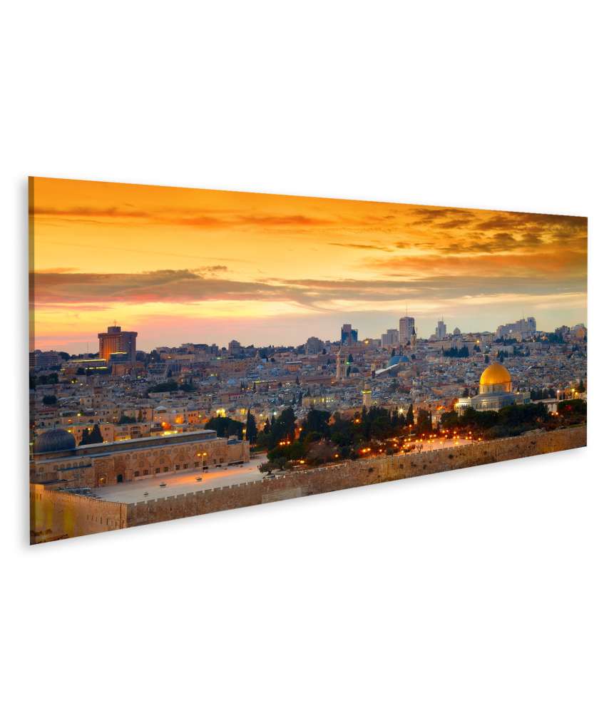 Islandburner Bild auf Leinwand Panoramisches Wandbild der historischen Altstadt Jerusalems, Israel