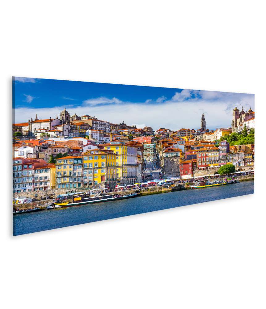 Islandburner Bild auf Leinwand Blick auf die Altstadt-Skyline von Porto, Portugal über den Fluss Douro