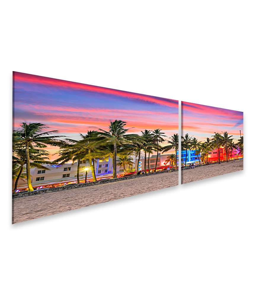 Islandburner Bild auf Leinwand Buntes Wandbild von Miami Beach, Florida