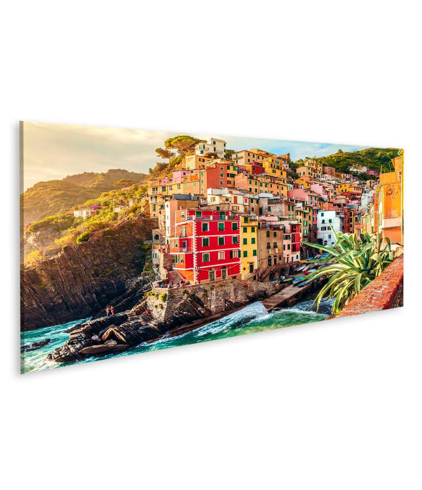 Islandburner Bild auf Leinwand Sonnenuntergang in Riomaggiore, Cinque Terre Nationalpark, Ligurien, Italien