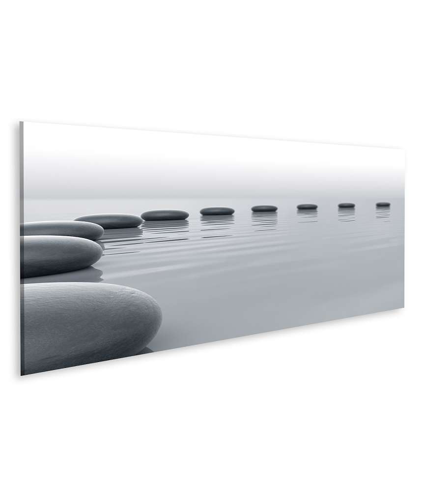 Islandburner Bild auf Leinwand Zen-Steine formen einen meditativen Kreis im Wasser - Spa-Wandbild