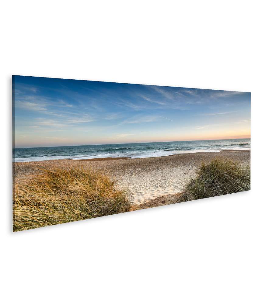 Bild auf Leinwand Dünen, Sandstrand, Meer und Inseln an der Nordsee auf dem Wandbild