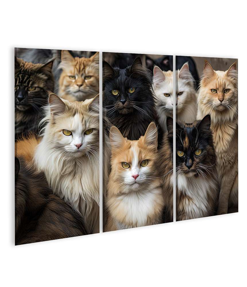 Islandburner Bild auf Leinwand Vielfältiges Wandbild mit mehreren Rassen, darunter Maine Coon Katzen