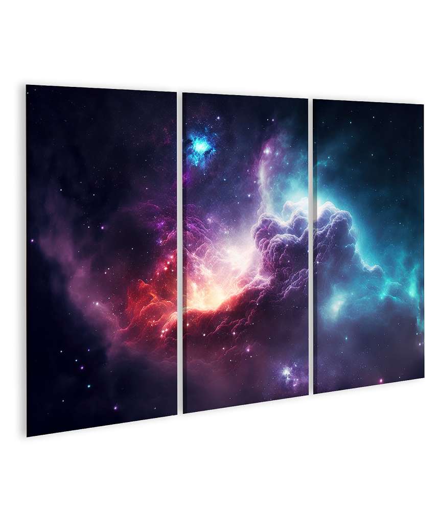 Islandburner Bild auf Leinwand Magisches Wandbild eines nebelhaften, endlosen Universums mit Galaxien