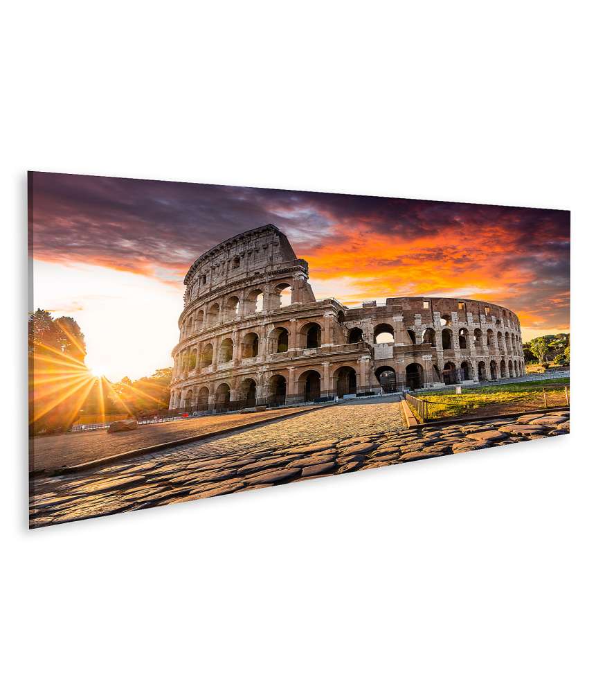 Islandburner Bild auf Leinwand Sonnenaufgang über dem Kolosseum in Rom, Italien - Sommerurlaubszene