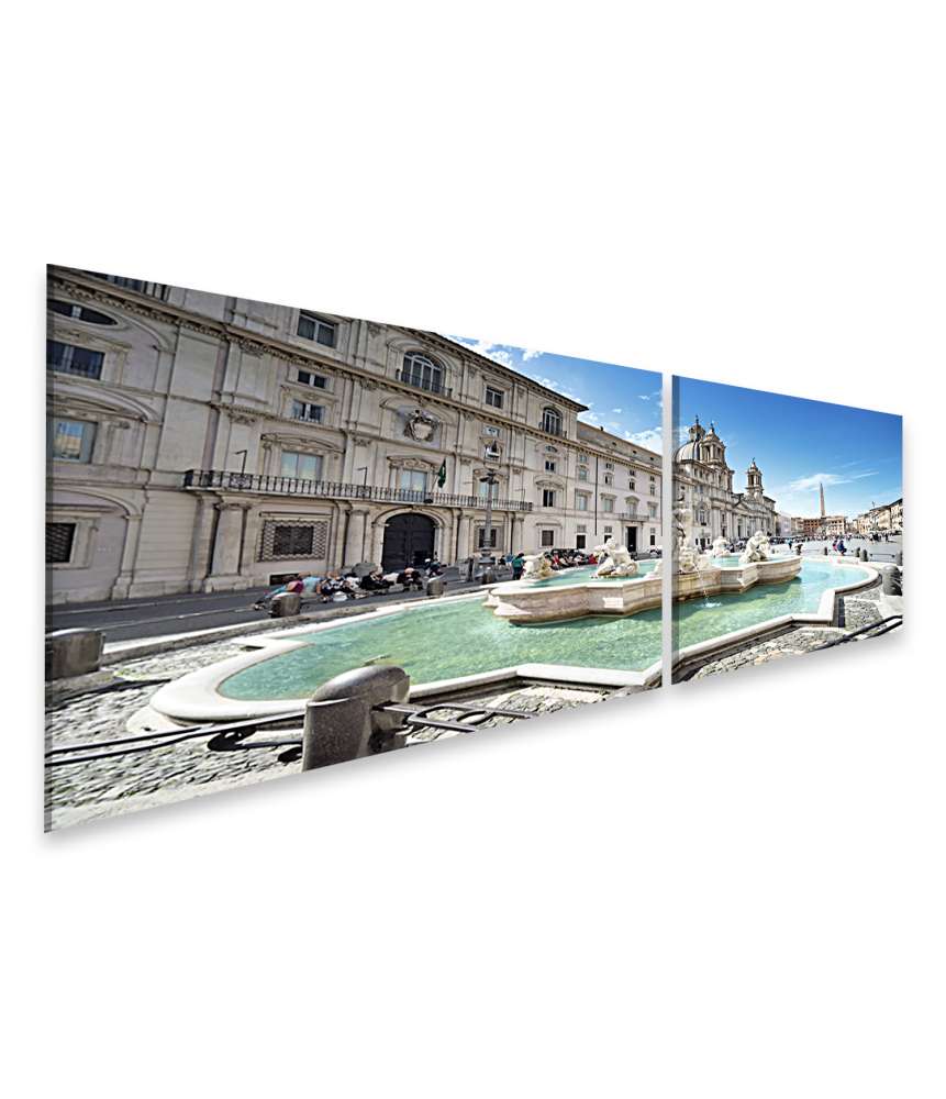 Islandburner Bild auf Leinwand Atmosphärisches Wandbild der belebten Piazza Navona in Rom, Italien