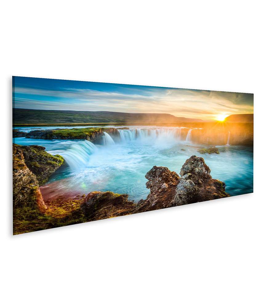 Islandburner Bild auf Leinwand Stunning Wandbild des majestätischen Godafoss Wasserfalls in Island