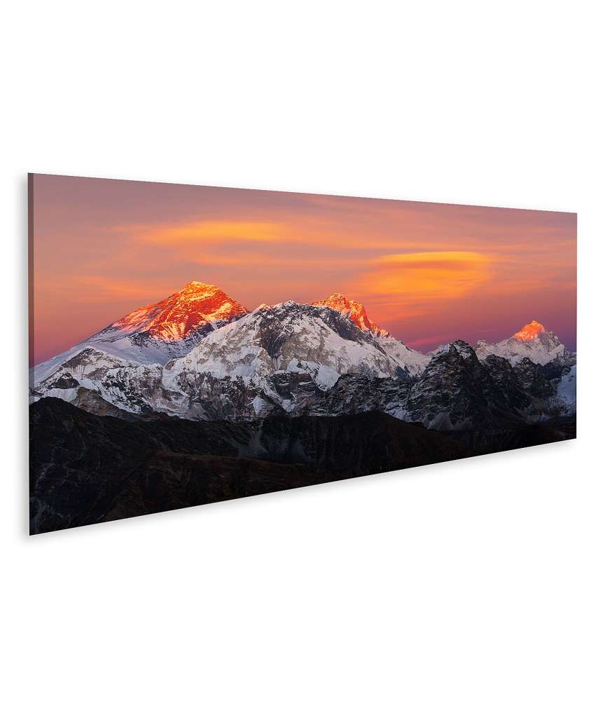 Islandburner Bild auf Leinwand Blick auf den Sonnenuntergang am Mount Everest, Lhotse, Makalu vom Renjo Pass