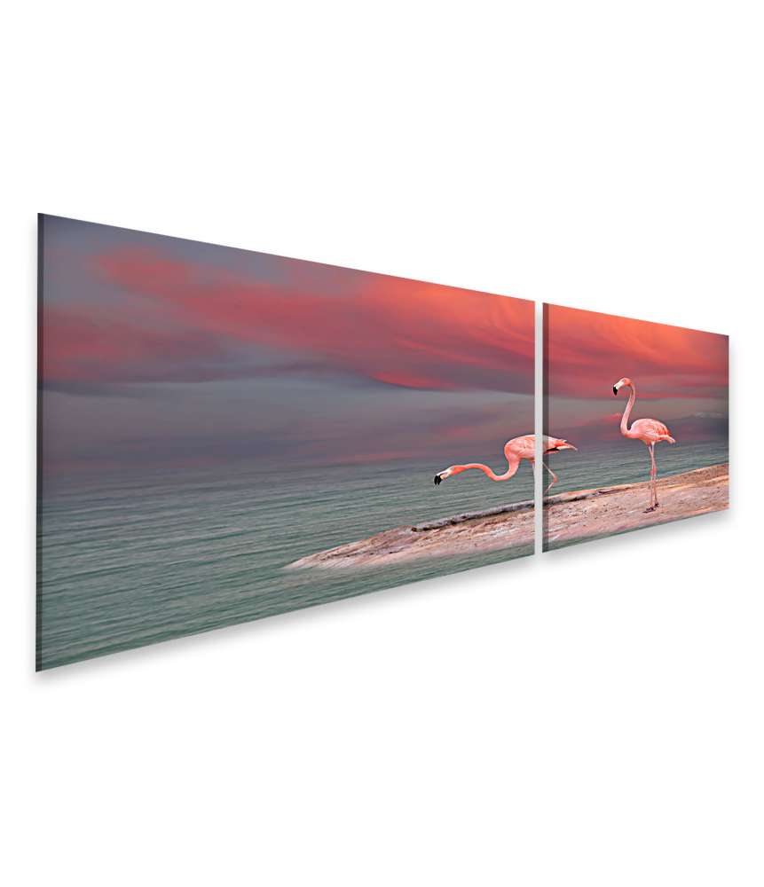 Islandburner Bild auf Leinwand Charmantes Wandbild mit rosafarbenem Flamingo, Modell 13A