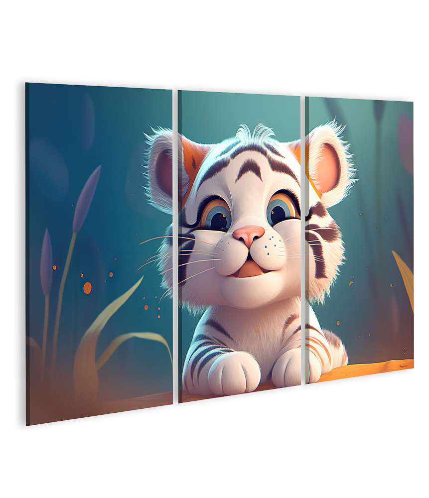 Islandburner Bild auf Leinwand Entzückendes Cartoon-Tiger Wandbild für Kinderzimmer