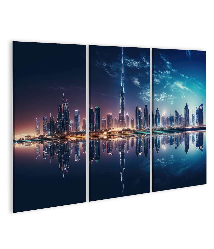 Islandburner Bild auf Leinwand Nächtliche Skyline von Dubai in beeindruckender Reisefotografie