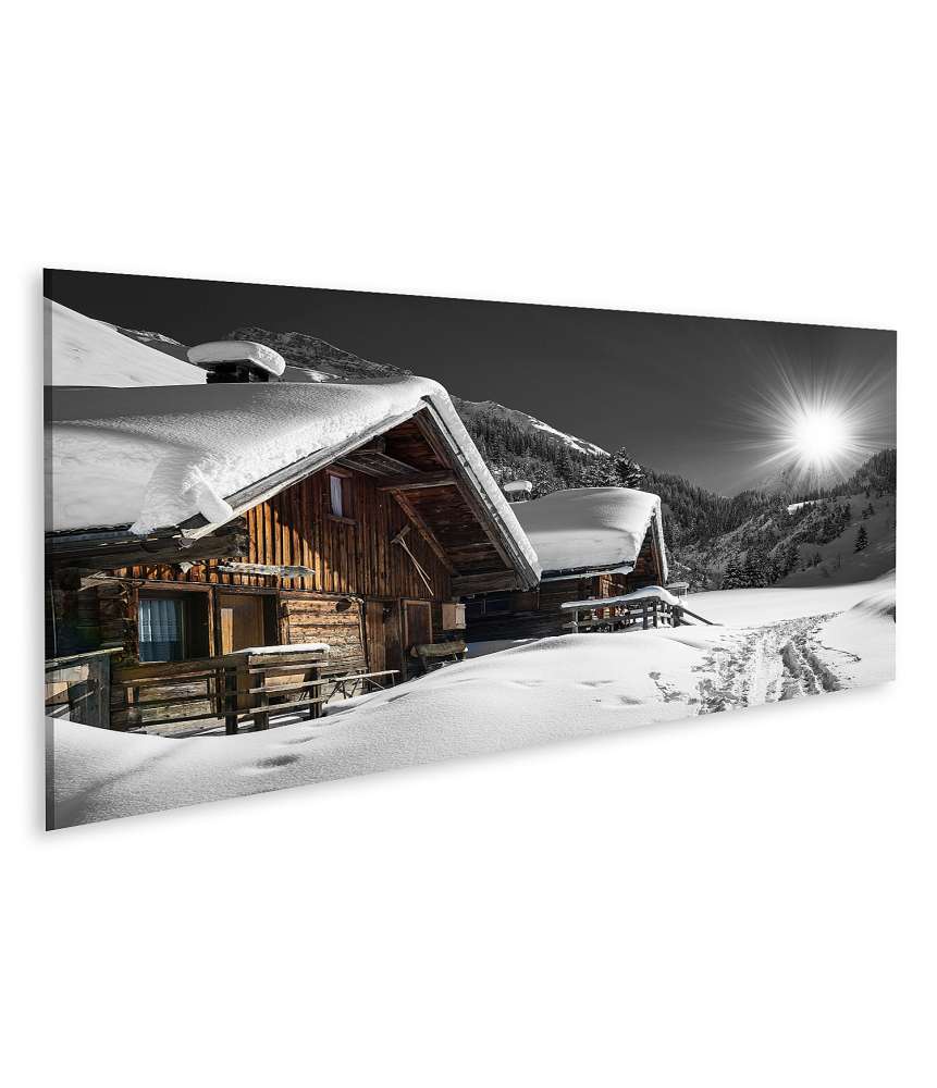 Islandburner Bild auf Leinwand Winterliche Skihütte mit schneebedecktem Bergpanorama in Tirol, Österreich