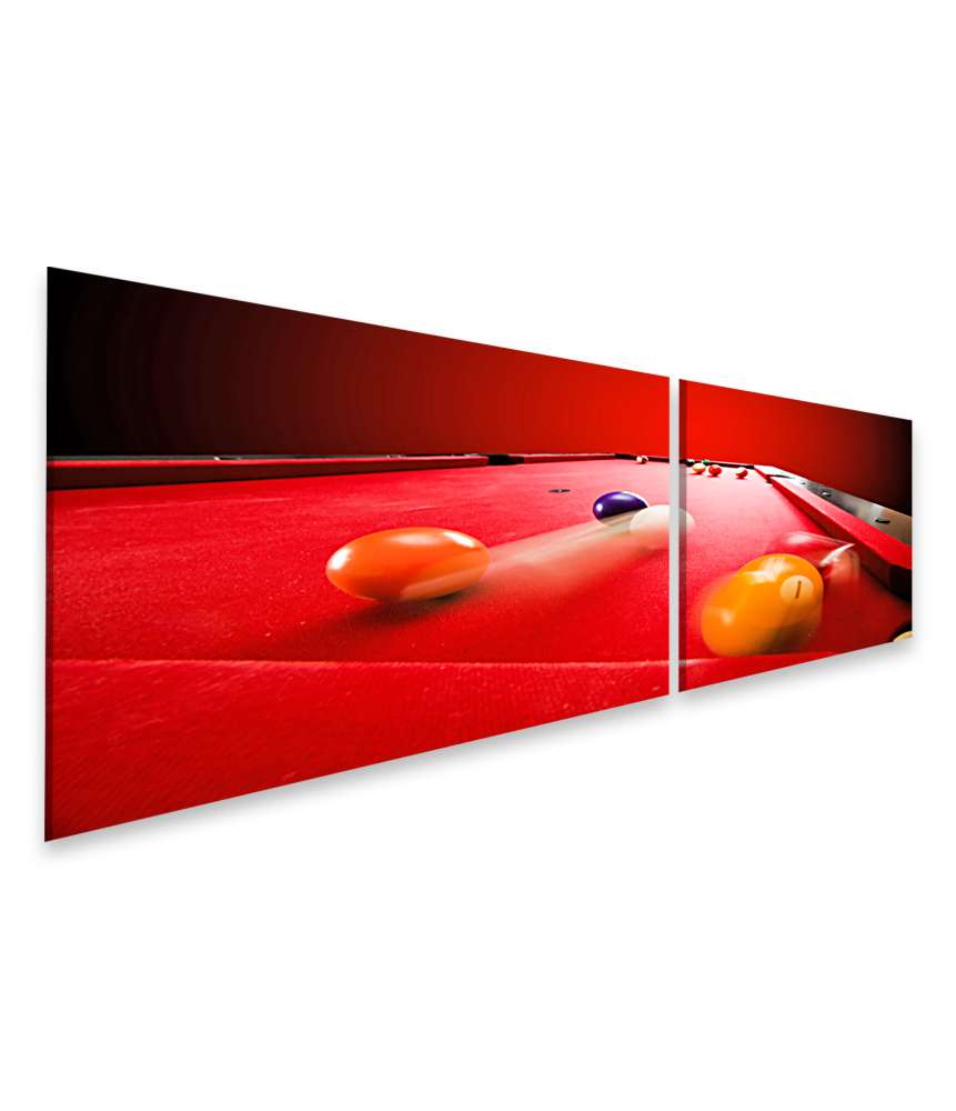 Islandburner Bild auf Leinwand Dynamische Darstellung eines laufenden Billard-Poolspiels