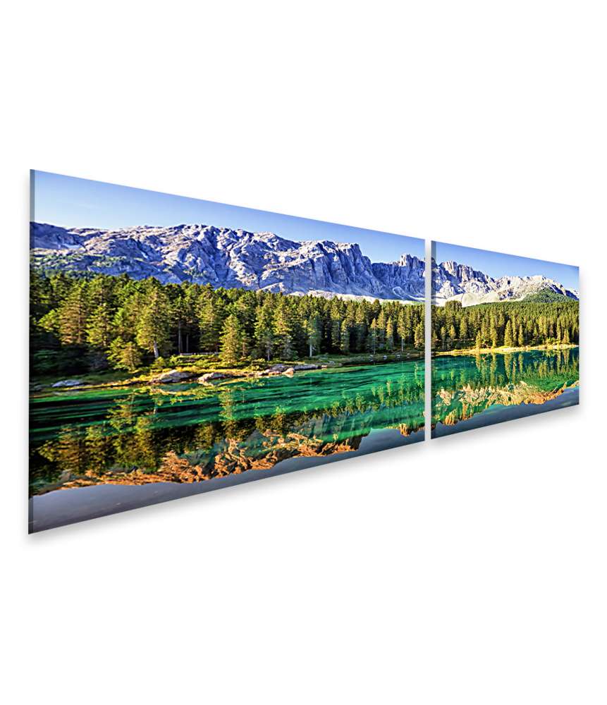 Islandburner Bild auf Leinwand Atemberaubendes Wandbild der Karerlake in den Dolomiten, Italien