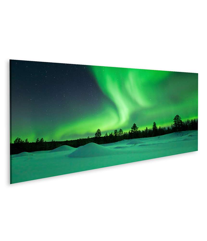 Islandburner Bild auf Leinwand Spektakuläre Nordlichter über winterlichem Lappland-Wandbild