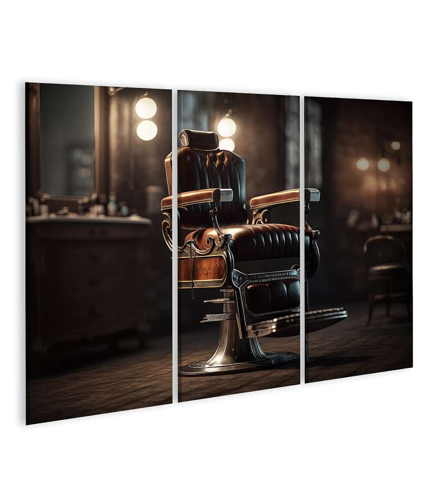 Islandburner Bild auf Leinwand Moderner Gentleman Barber Shop mit stilvollem Friseurstuhl Wandbild