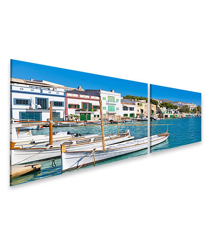 Islandburner Bild auf Leinwand Malerisches Hafenbild von Porto Colom, Felanitx, Mallorca, Spanien