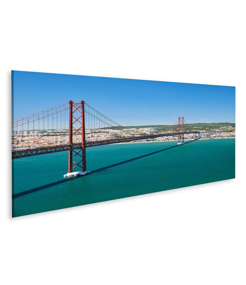 Islandburner Bild auf Leinwand Wandbild der 25 April Brücke über den Tejo Fluss in Lissabon, Portugal