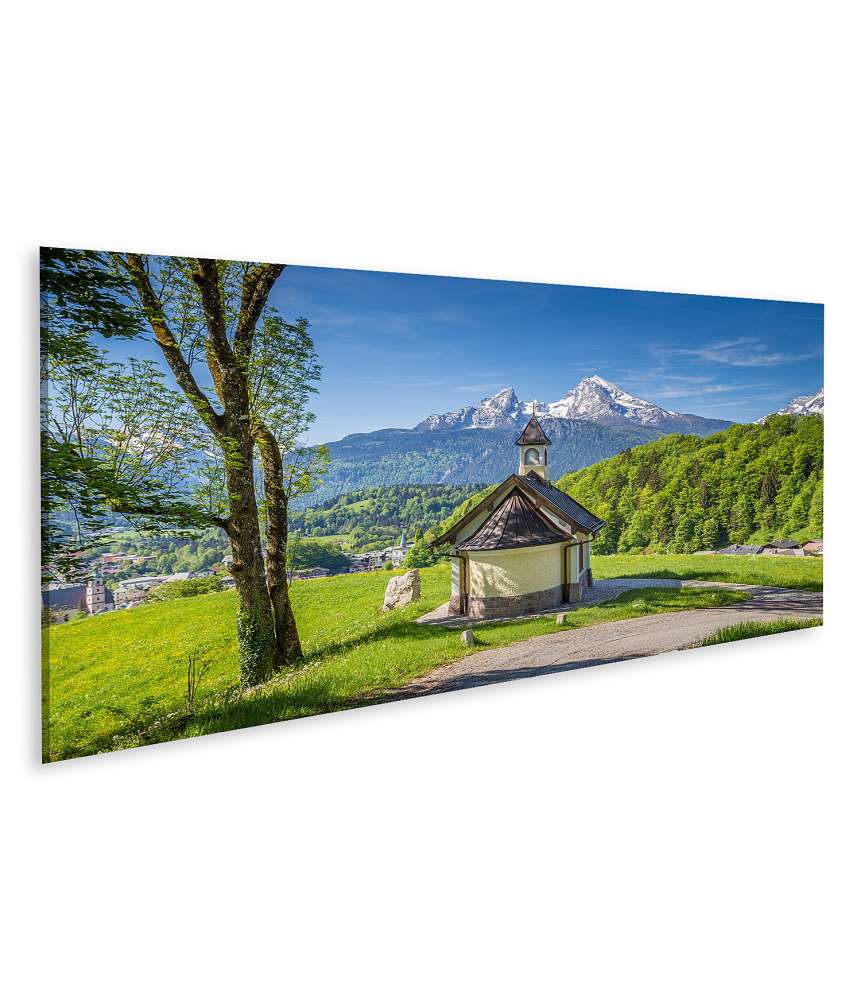 Islandburner Bild auf Leinwand Beeindruckendes Wandbild: Berühmte Kapelle am Lockstein mit Blick auf den Watzmann