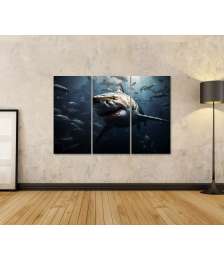 Bild auf Leinwand Detaillierte Nahaufnahme eines majestätischen weißen Hais