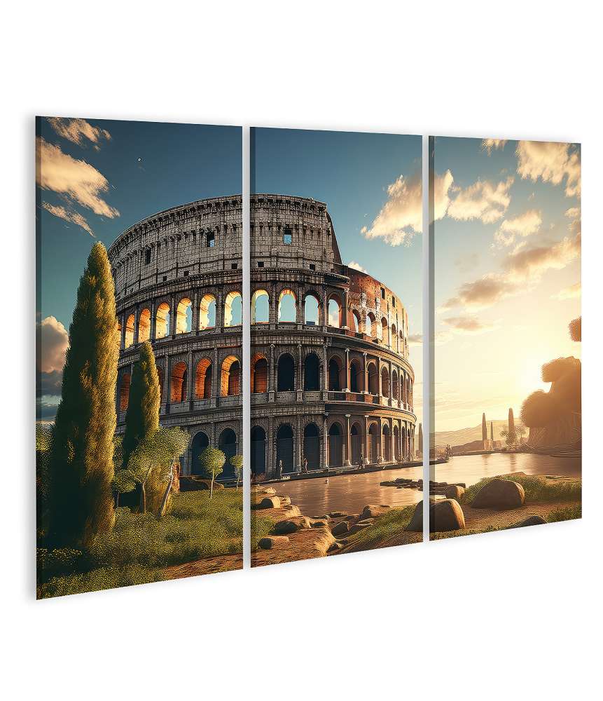 Islandburner Bild auf Leinwand Ultra-realistisches Wandbild des Kolosseums in Rom, Italien