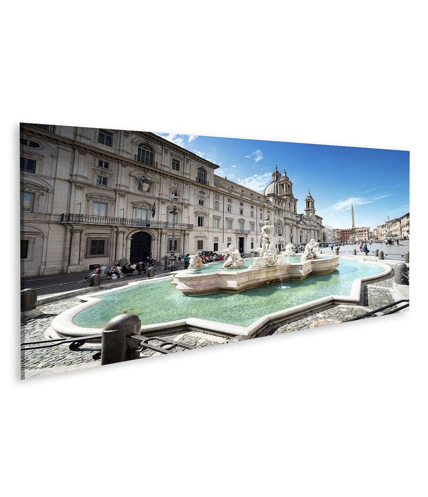 Islandburner Bild auf Leinwand Atmosphärisches Wandbild der belebten Piazza Navona in Rom, Italien