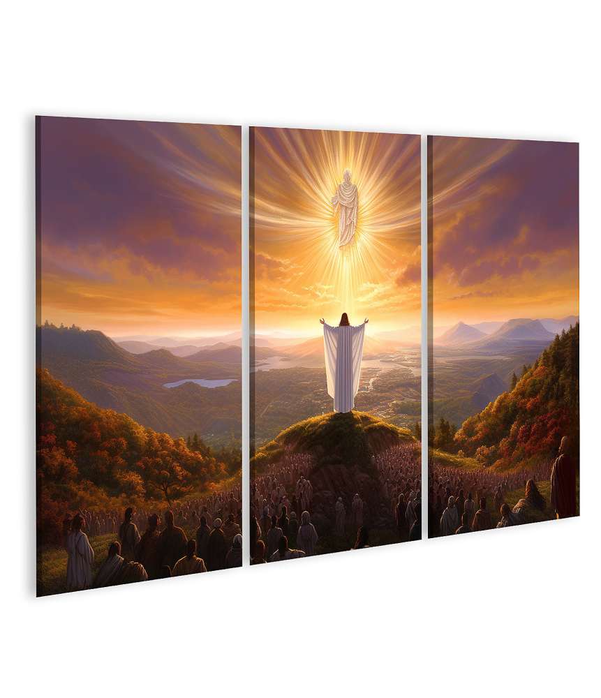 Islandburner Bild auf Leinwand Wandbild: Jesus betet auf einem malerischen Hügel