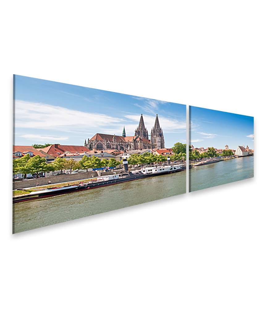 Islandburner Bild auf Leinwand Wandbild des Doms von Regensburg an der Donau, Deutschland