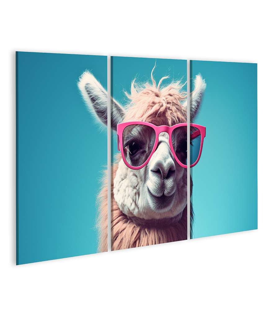 Islandburner Bild auf Leinwand Lustiges Wandbild eines Lamas mit Brille