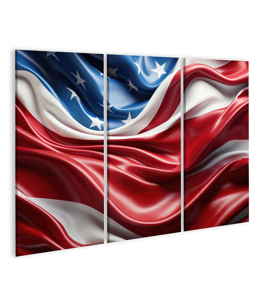 Islandburner Bild auf Leinwand Feierliches Wandbild der amerikanischen Flagge mit Sternen und USA-Staaten