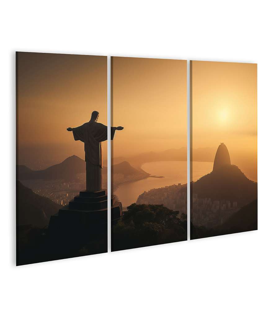 Islandburner Bild auf Leinwand Beeindruckende Statue von Jesus Christus in Rio de Janeiro