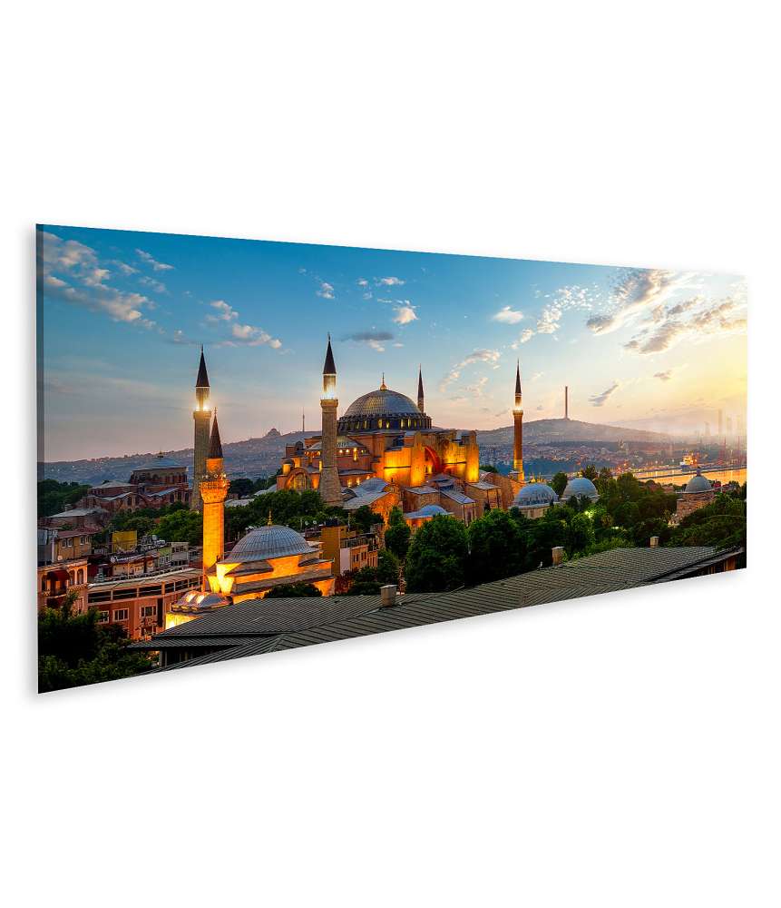 Islandburner Bild auf Leinwand Sonnenaufgang über dem Ayasofya Museum im Stadtbild von Istanbul, Türkei