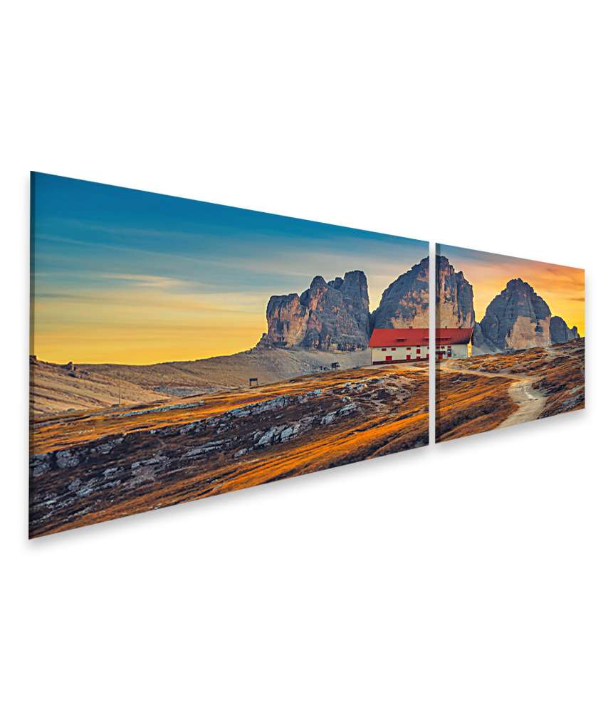 Islandburner Bild auf Leinwand Malerischer Sonnenuntergang an den Drei Zinnen, Dolomiten, Italien