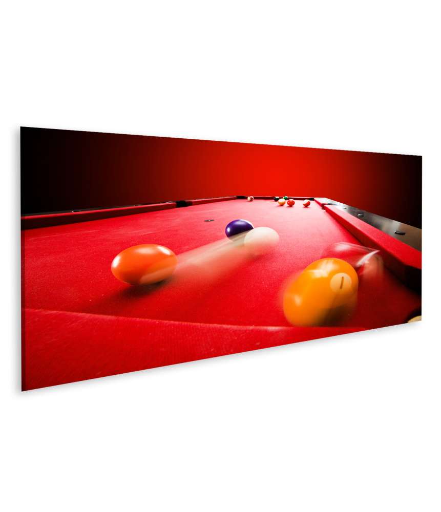 Islandburner Bild auf Leinwand Dynamische Darstellung eines laufenden Billard-Poolspiels