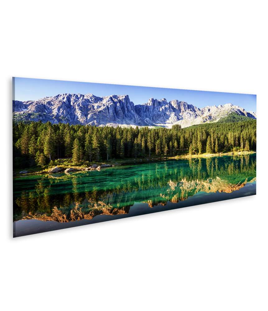 Islandburner Bild auf Leinwand Atemberaubendes Wandbild der Karerlake in den Dolomiten, Italien