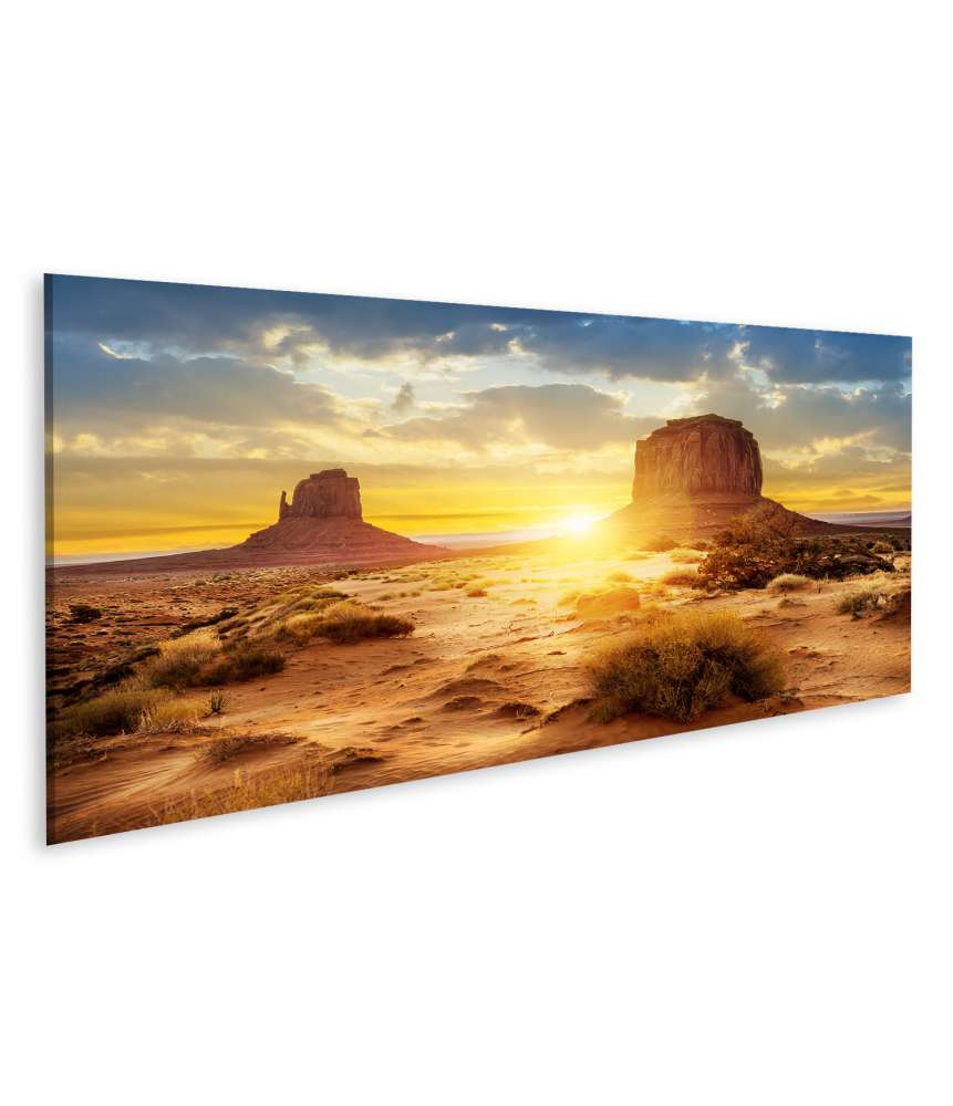 Islandburner Bild auf Leinwand Schwestern beobachten Sonnenuntergang im Monument Valley, USA