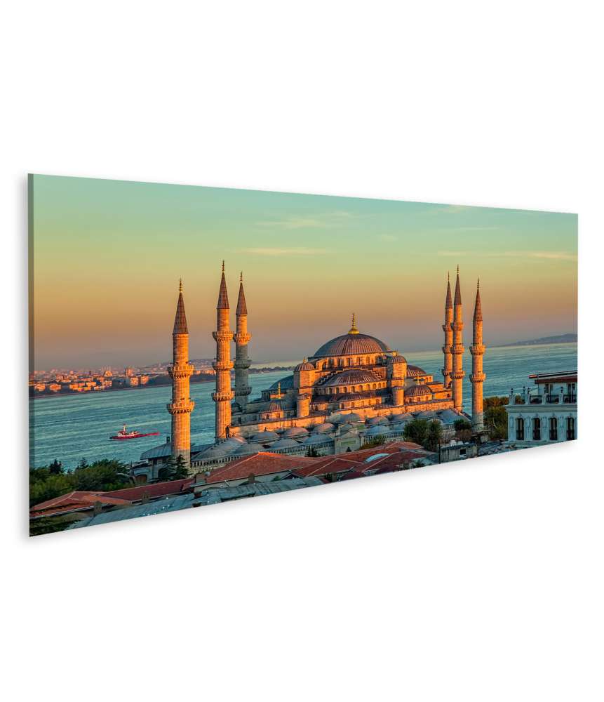 Islandburner Bild auf Leinwand Sonnenuntergang an der Blauen Moschee im glorreichen Sultanahmet Park, Istanbul