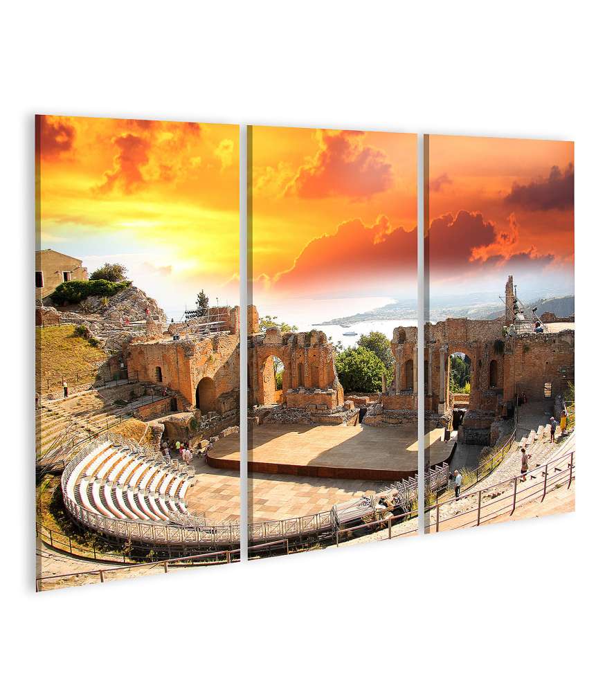 Islandburner Bild auf Leinwand Theaterruinen von Taormina in Sizilien, Italien als Wandbild