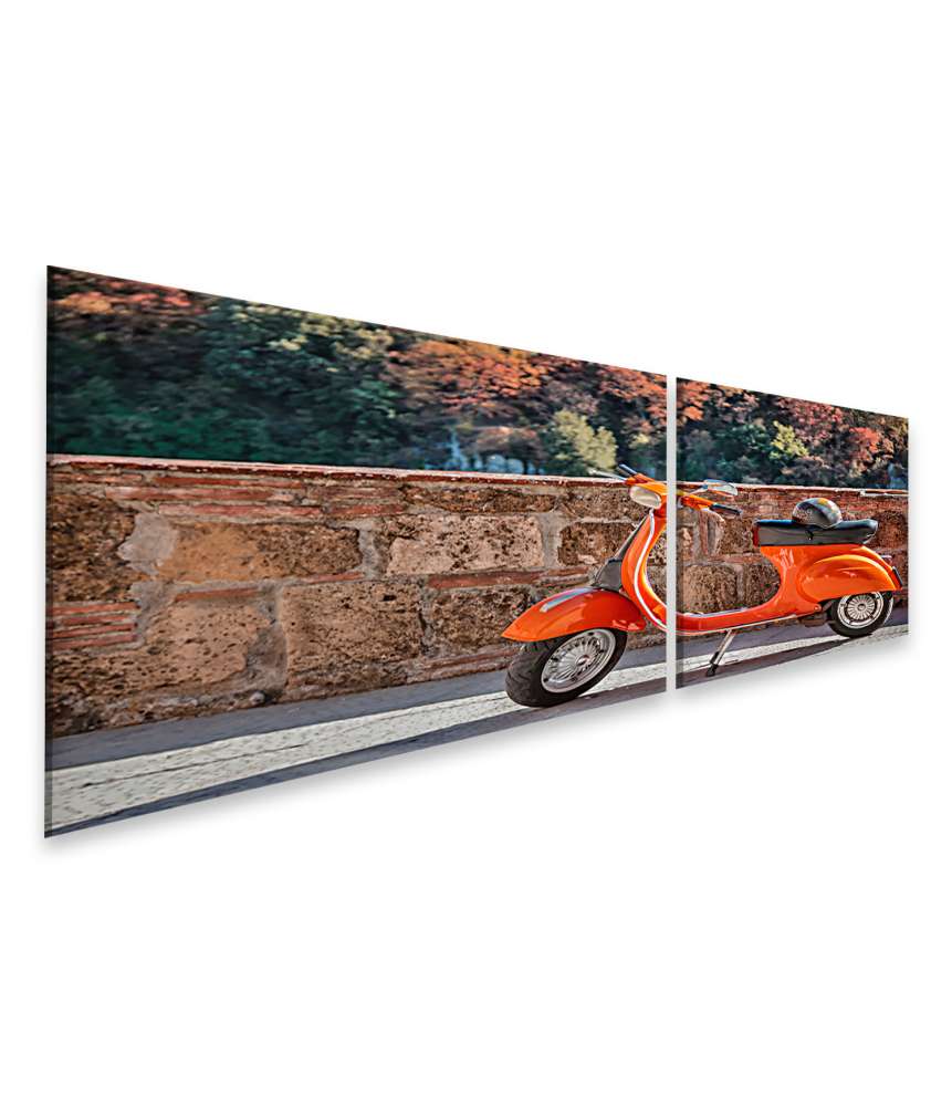 Islandburner Bild auf Leinwand Klassische orange Vespa als Wandbild